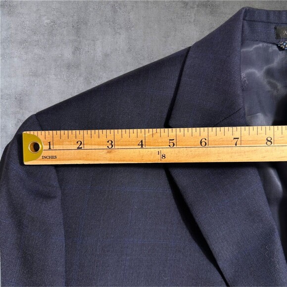 Ralph Lauren Men's 46R Navy Wool Blend Blazer Sport Coat 2-Button Jacket Plaid - Picture 7 of 15